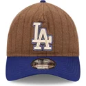 cap-kaareva-brown-adjustable-strap-9twenty-a-frame-wool-pinstripe-los-angeles-dodgers-mlb-new-era