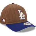 lippikset-kaareva-ruskea-saadettava-nauha-9twenty-a-frame-wool-pinstripe-los-angeles-dodgers-mlb-new-era