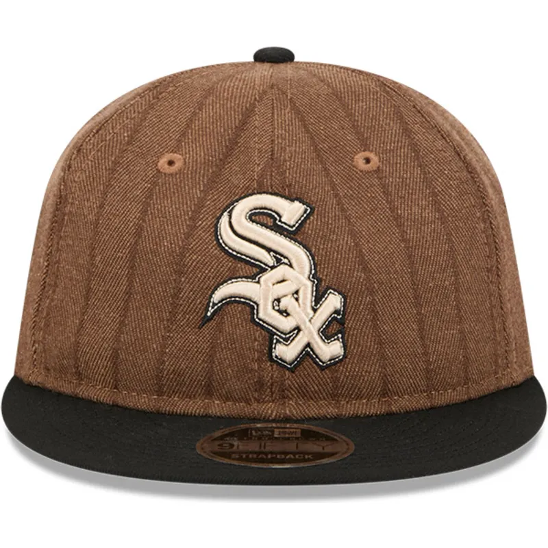cap-littea-brown-adjustable-strap-9fifty-retro-crown-wool-pinstripe-chicago-white-sox-mlb-new-era cap-littea-brown-adjustable-strap-9fifty-retro-crown-wool-pinstripe-chicago-white-sox-mlb-new-era