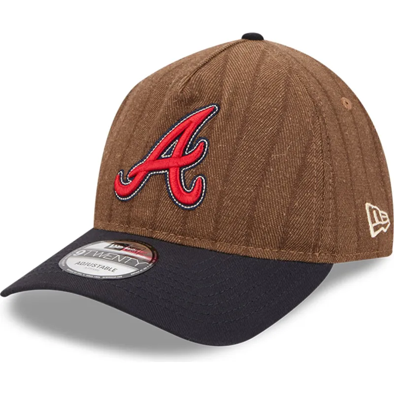 cap-kaareva-brown-adjustable-strap-9twenty-a-frame-wool-pinstripe-atlanta-braves-mlb-new-era
