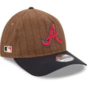 cap-kaareva-brown-adjustable-strap-9twenty-a-frame-wool-pinstripe-atlanta-braves-mlb-new-era
