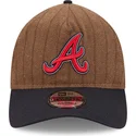 lippikset-kaareva-ruskea-saadettava-nauha-9twenty-a-frame-wool-pinstripe-atlanta-braves-mlb-new-era