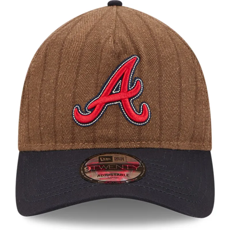 cap-kaareva-brown-adjustable-strap-9twenty-a-frame-wool-pinstripe-atlanta-braves-mlb-new-era