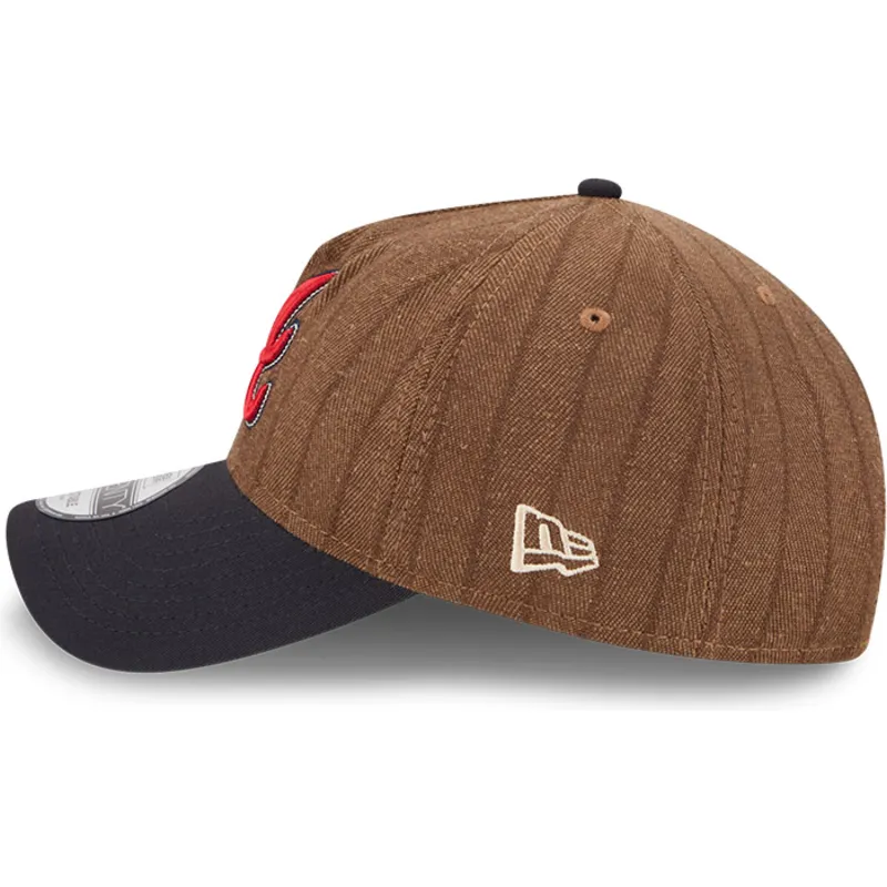 cap-kaareva-brown-adjustable-strap-9twenty-a-frame-wool-pinstripe-atlanta-braves-mlb-new-era