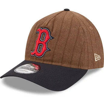 Cap kaareva brown adjustable strap 9TWENTY A Frame Wool Pinstripe Boston Red Sox MLB New Era