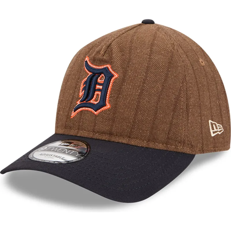 cap-kaareva-brown-adjustable-strap-9twenty-a-frame-wool-pinstripe-detroit-tigers-mlb-new-era