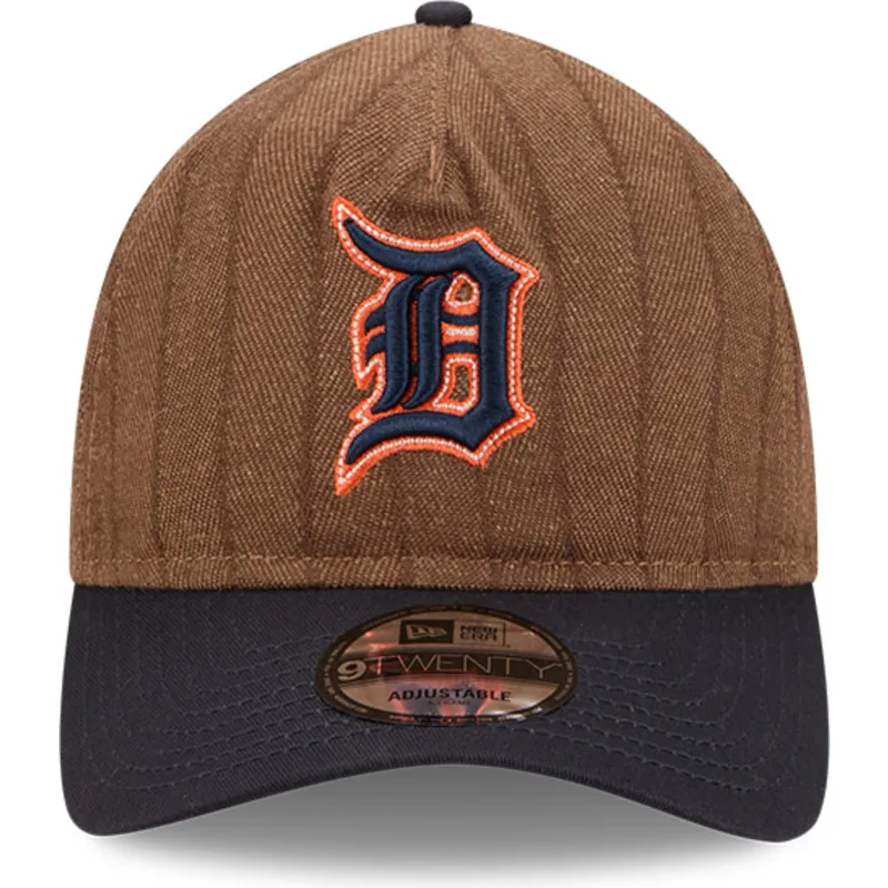 cap-kaareva-brown-adjustable-strap-9twenty-a-frame-wool-pinstripe-detroit-tigers-mlb-new-era