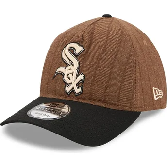 Cap kaareva brown adjustable strap 9TWENTY A Frame Wool Pinstripe Chicago White Sox MLB New Era