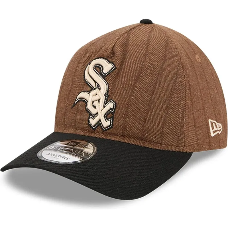 cap-kaareva-brown-adjustable-strap-9twenty-a-frame-wool-pinstripe-chicago-white-sox-mlb-new-era cap-kaareva-brown-adjustable-strap-9twenty-a-frame-wool-pinstripe-chicago-white-sox-mlb-new-era
