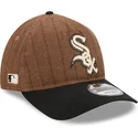 lippikset-kaareva-ruskea-saadettava-nauha-9twenty-a-frame-wool-pinstripe-chicago-white-sox-mlb-new-era