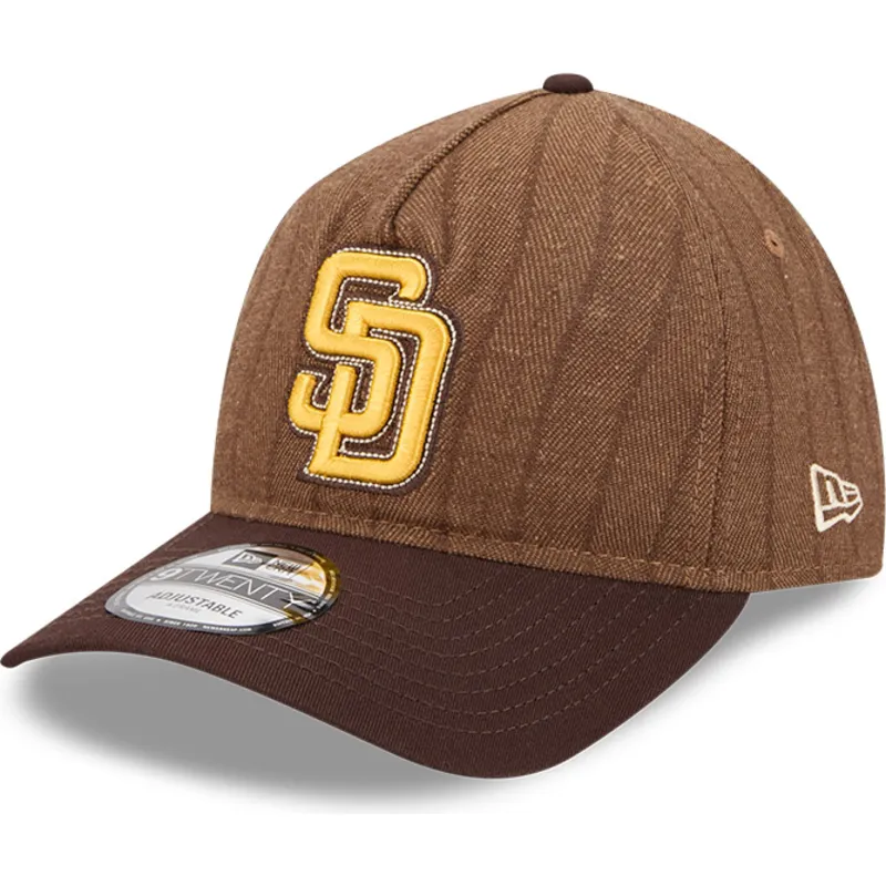 lippikset-kaareva-ruskea-saadettava-nauha-9twenty-a-frame-wool-pinstripe-san-diego-padres-mlb-new-era
