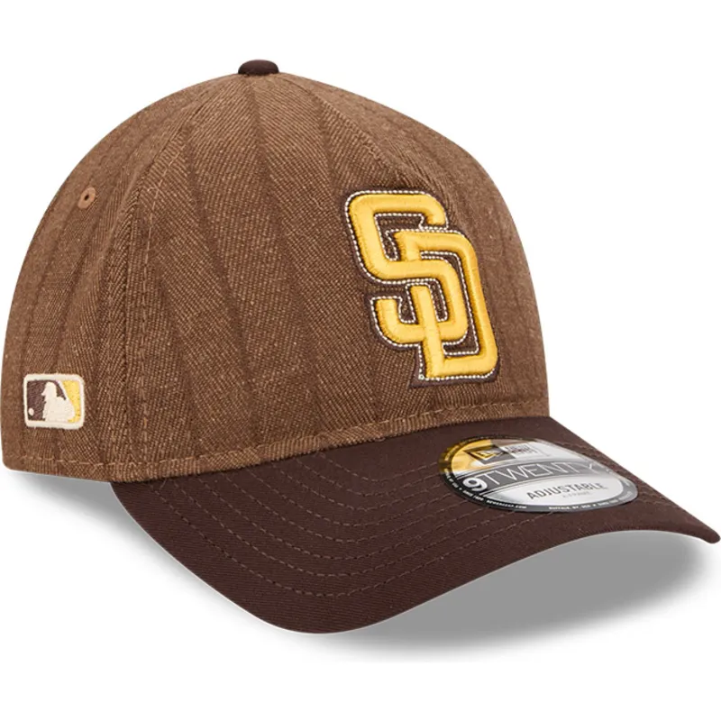 lippikset-kaareva-ruskea-saadettava-nauha-9twenty-a-frame-wool-pinstripe-san-diego-padres-mlb-new-era