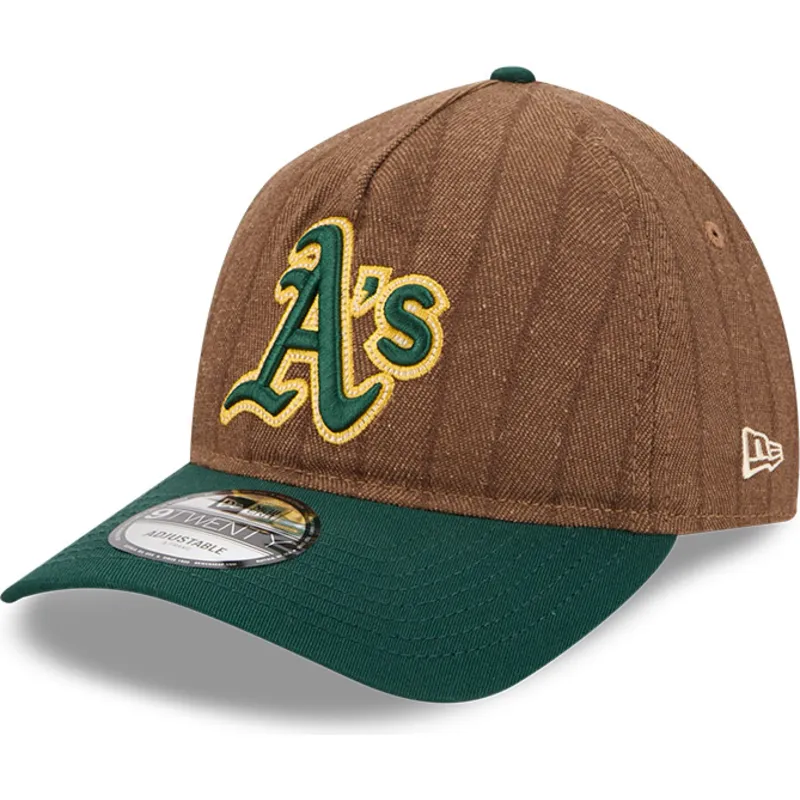 cap-kaareva-brown-adjustable-strap-9twenty-a-frame-wool-pinstripe-oakland-athletics-mlb-new-era