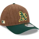 cap-kaareva-brown-adjustable-strap-9twenty-a-frame-wool-pinstripe-oakland-athletics-mlb-new-era