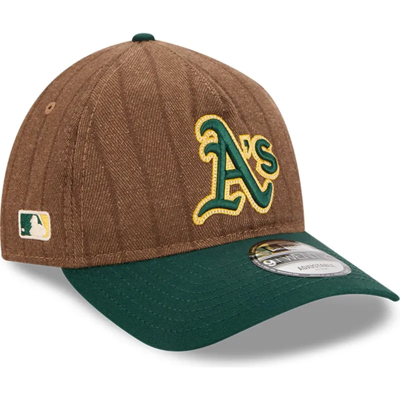 cap-kaareva-brown-adjustable-strap-9twenty-a-frame-wool-pinstripe-oakland-athletics-mlb-new-era