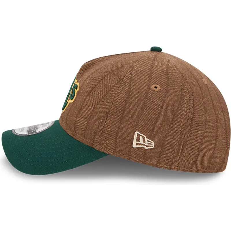 cap-kaareva-brown-adjustable-strap-9twenty-a-frame-wool-pinstripe-oakland-athletics-mlb-new-era