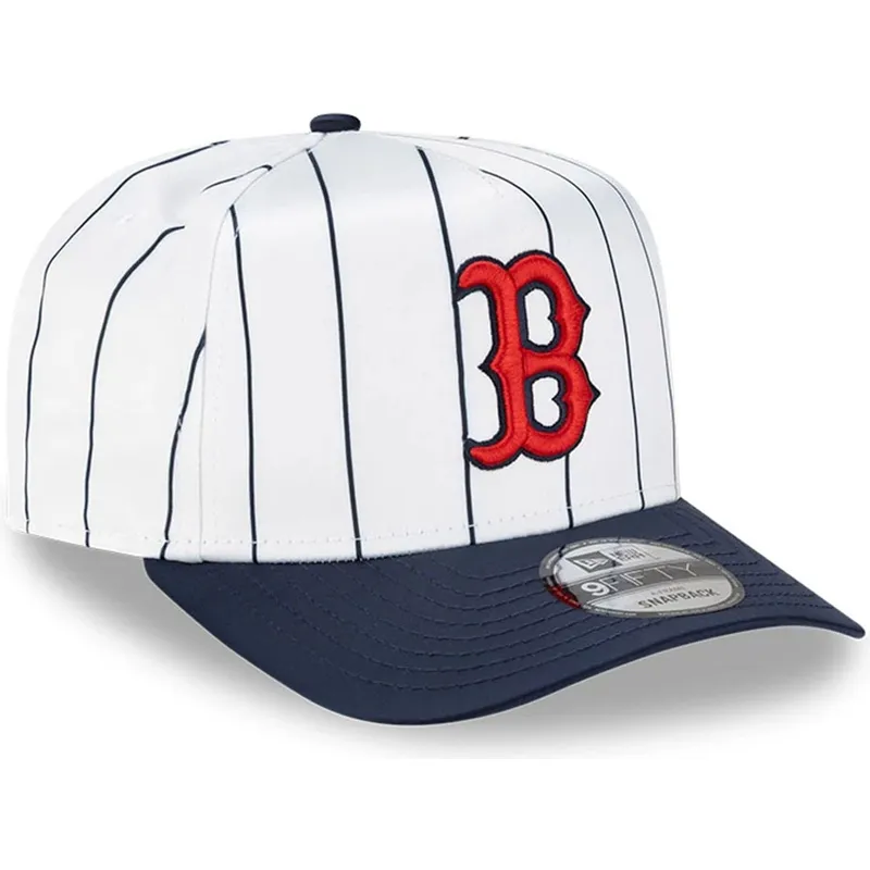 lippikset-kaareva-valkoinen-snapback-9fifty-a-frame-satin-pinstripe-boston-red-sox-mlb-new-era