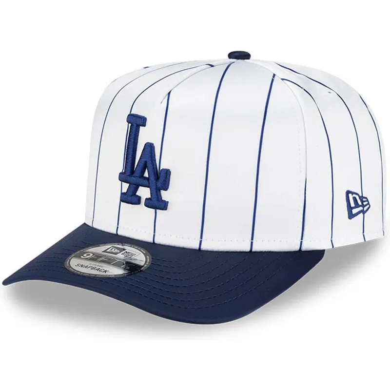 lippikset-kaareva-valkoinen-snapback-9fifty-a-frame-satin-pinstripe-los-angeles-dodgers-mlb-new-era
