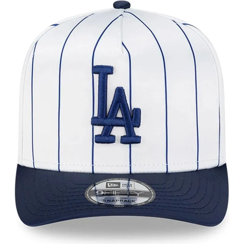 lippikset-kaareva-valkoinen-snapback-9fifty-a-frame-satin-pinstripe-los-angeles-dodgers-mlb-new-era