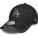 lippikset-kaareva-musta-saadettava-nauha-9forty-sequin-denim-los-angeles-dodgers-mlb-new-era