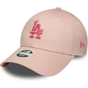 new-era-curved-brim-women-pink-logo-9forty-league-essential-los-angeles-dodgers-mlb-pink-adjustable-cap