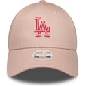 new-era-curved-brim-women-pink-logo-9forty-league-essential-los-angeles-dodgers-mlb-pink-adjustable-cap