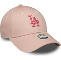 new-era-curved-brim-women-pink-logo-9forty-league-essential-los-angeles-dodgers-mlb-pink-adjustable-cap