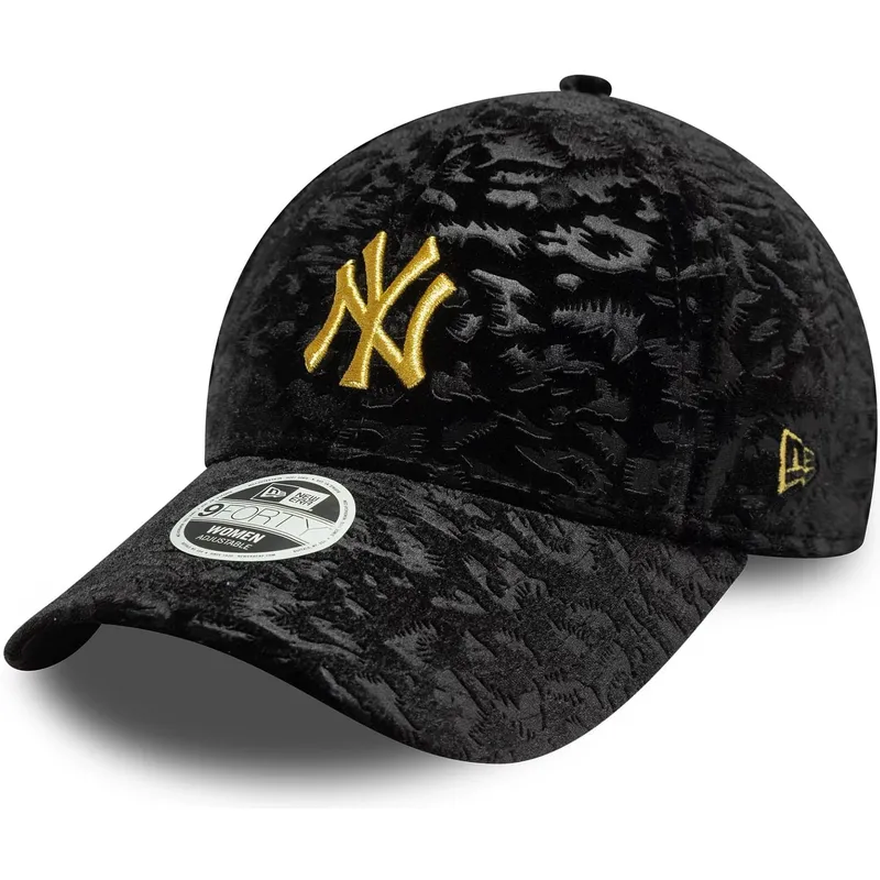 lippikset-kaareva-musta-saadettava-nauha-9forty-leo-velour-metallic-new-york-yankees-mlb-new-era