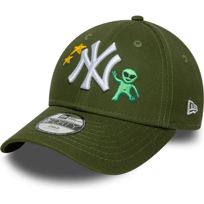 lippikset-kaareva-vihrea-saadettava-nauha-lapsille-9forty-space-icon-new-york-yankees-mlb-new-era