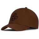 oblack-curved-brim-brown-logo-baseball-peach-obl061-brown-adjustable-cap