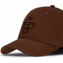 oblack-curved-brim-brown-logo-baseball-peach-obl061-brown-adjustable-cap