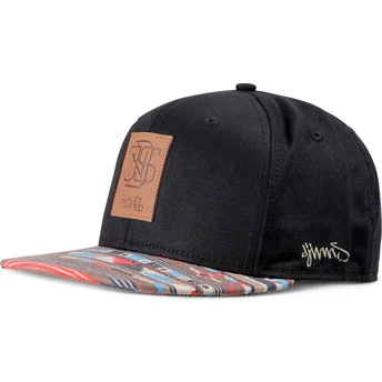 Lippikset litteä musta snapback Aztek Djinns
