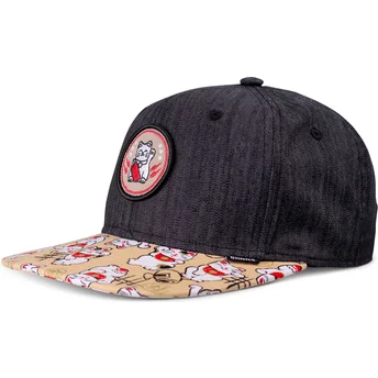 Lippikset litteä musta snapback lapsille Lucky Cat Linen Rev Djinns