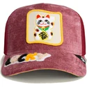 lippikset-kaareva-rekka-punainen-snapback-lucky-maneki-neko-happy-thoughts-the-farm-goorin-bros
