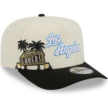 New Era Curved Brim 9FIFTY A Frame Precurved Hardwood Classics Los Angeles Lakers NBA Beige and Black Snapback Cap