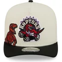 new-era-curved-brim-9fifty-a-frame-precurved-hardwood-classics-toronto-raptors-nba-beige-and-black-snapback-cap