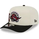 new-era-curved-brim-9fifty-a-frame-precurved-hardwood-classics-toronto-raptors-nba-beige-and-black-snapback-cap