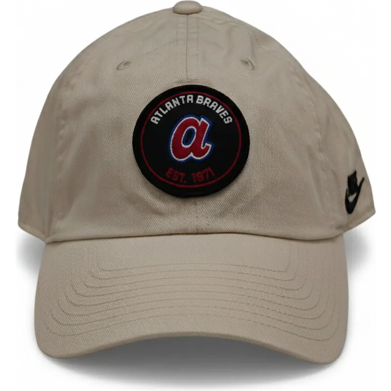 lippikset-kaareva-beige-saadettava-nauha-club-unstructured-organic-cotton-atlanta-braves-mlb-nike