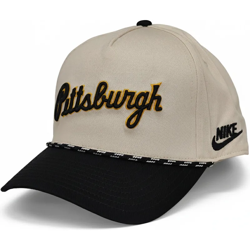 lippikset-kaareva-beige-snapback-rise-structured-pittsburgh-pirates-mlb-nike