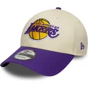 new-era-curved-brim-9forty-colour-block-los-angeles-lakers-nba-beige-and-purple-adjustable-cap