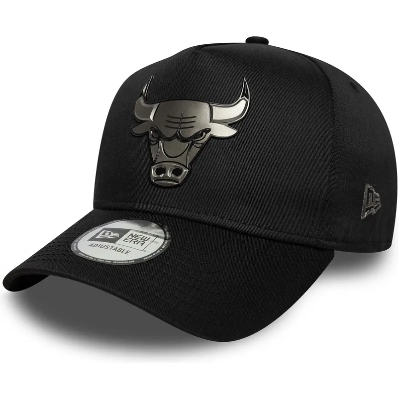 new-era-curved-brim-9forty-e-frame-metallic-chicago-bulls-nba-black-snapback-cap