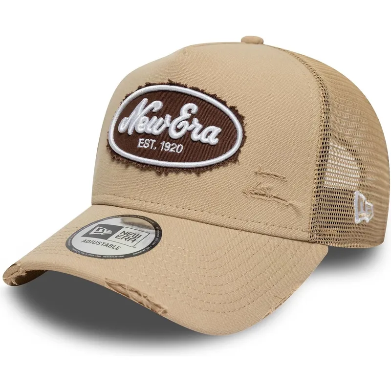 lippikset-kaareva-rekka-ruskea-snapback-a-frame-oval-canvas-distress-new-era