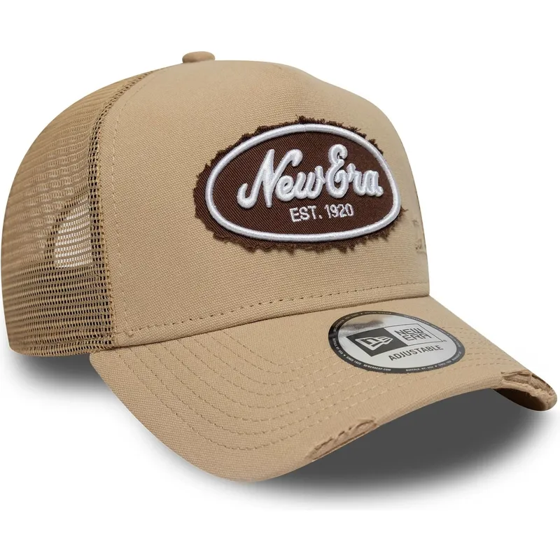 new-era-a-frame-oval-canvas-distress-brown-trucker-hat