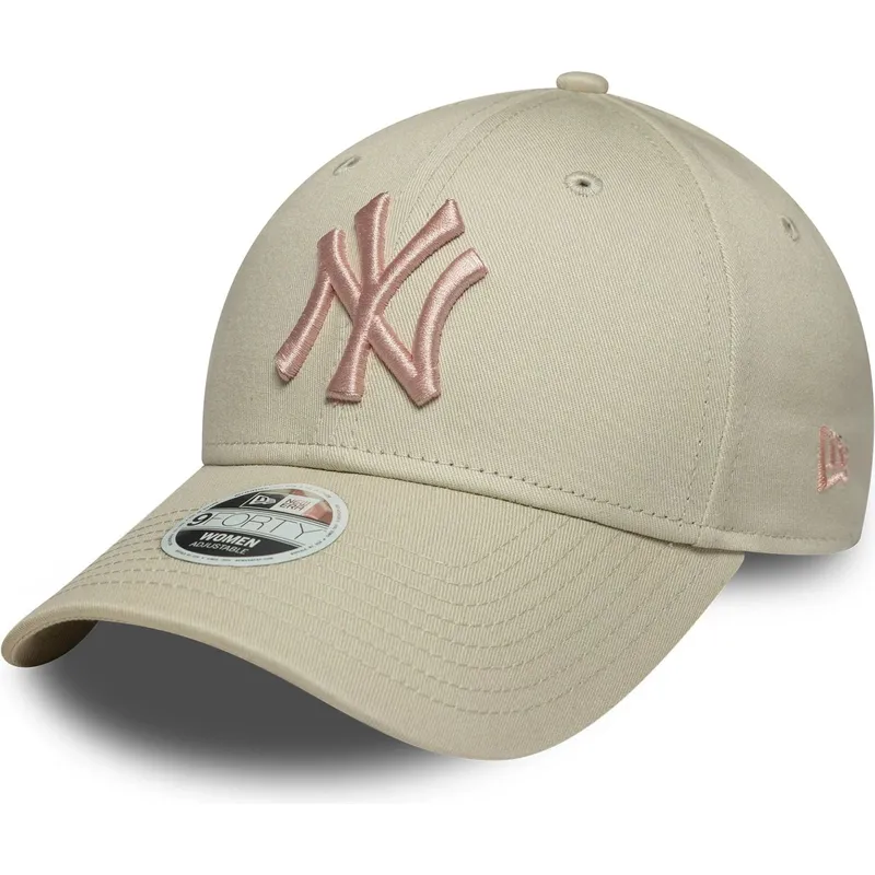 lippikset-kaareva-beige-saadettava-nauha-rosa-9forty-league-essential-new-york-yankees-mlb-new-era