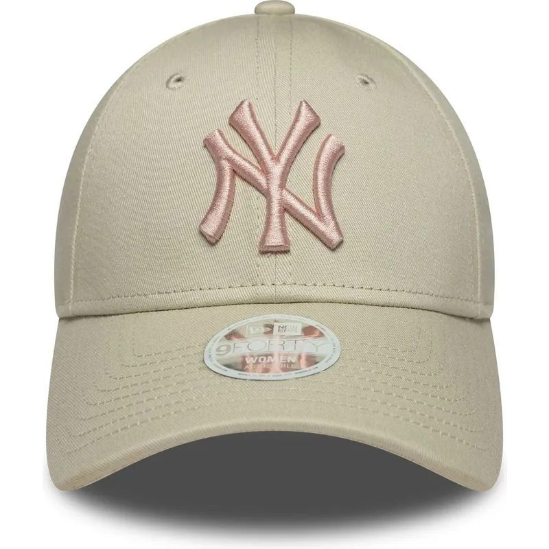 lippikset-kaareva-beige-saadettava-nauha-rosa-9forty-league-essential-new-york-yankees-mlb-new-era