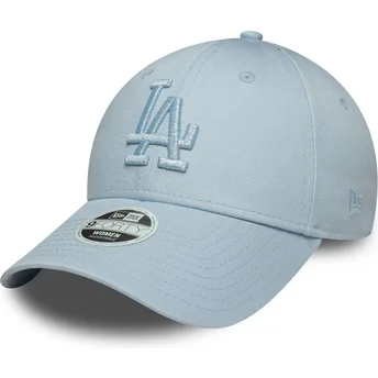 New Era Curved Brim Women Blue Logo 9FORTY Metallic Logo Los Angeles Dodgers MLB Light Blue Adjustable Cap