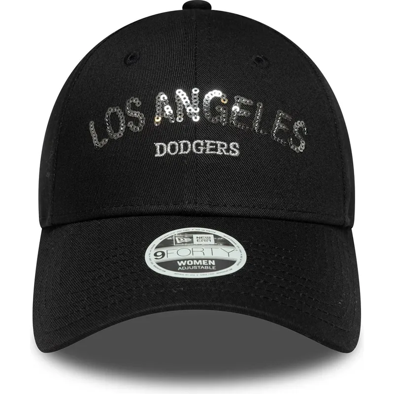 lippikset-kaareva-musta-saadettava-nauha-9forty-sequin-wordmark-los-angeles-dodgers-mlb-new-era