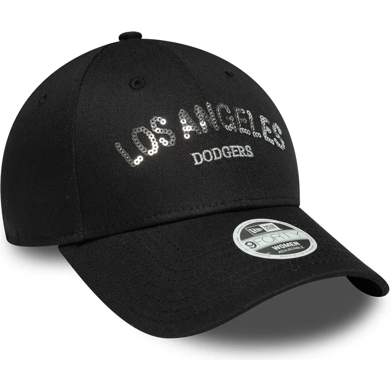 lippikset-kaareva-musta-saadettava-nauha-9forty-sequin-wordmark-los-angeles-dodgers-mlb-new-era