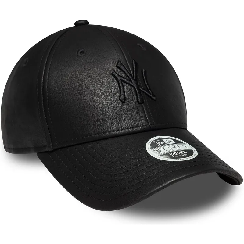 new-era-curved-brim-women-black-logo-9forty-pu-new-york-yankees-mlb-black-adjustable-cap