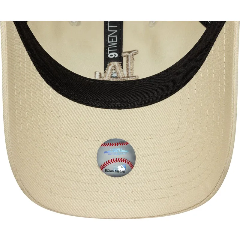 new-era-curved-brim-women-9twenty-league-essential-midi-los-angeles-dodgers-mlb-beige-adjustable-cap-with-beige-logo